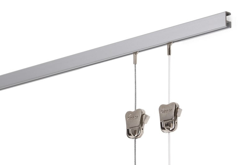 STAS minirail 200 cm, binario pratico per quadri, in bianco o alluminio.