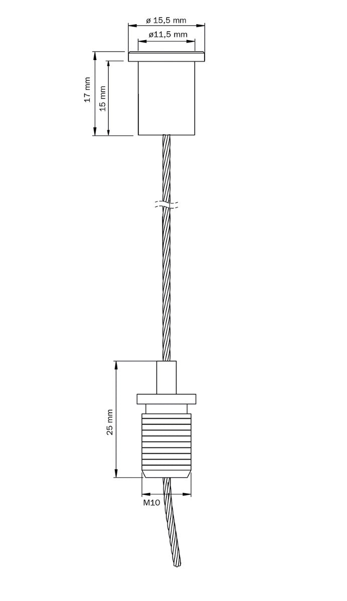 STAS kit di sospensione con presa per cavo esterno M10