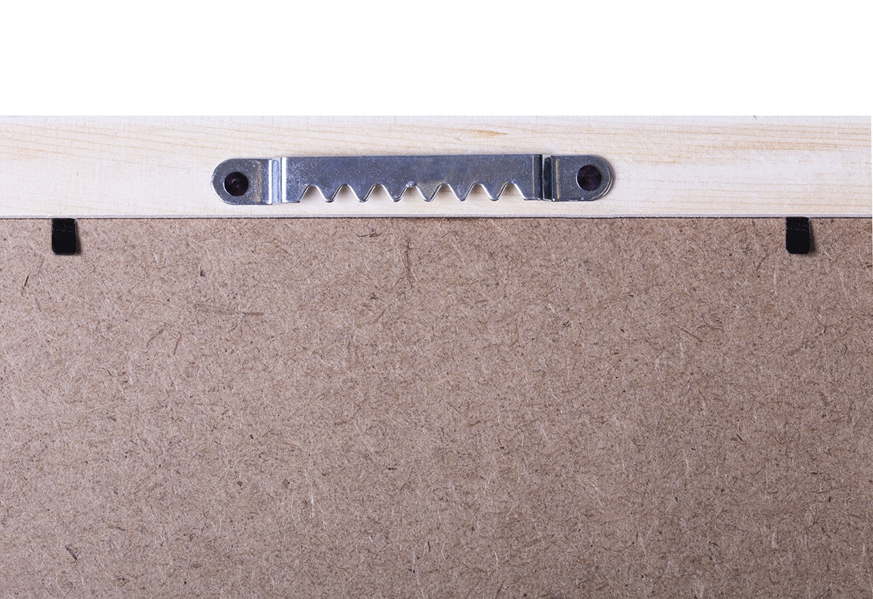 STAS gancio a dente di sega per quadri sicuri, lunghezze varie, confezionato con 2 viti per gancio.