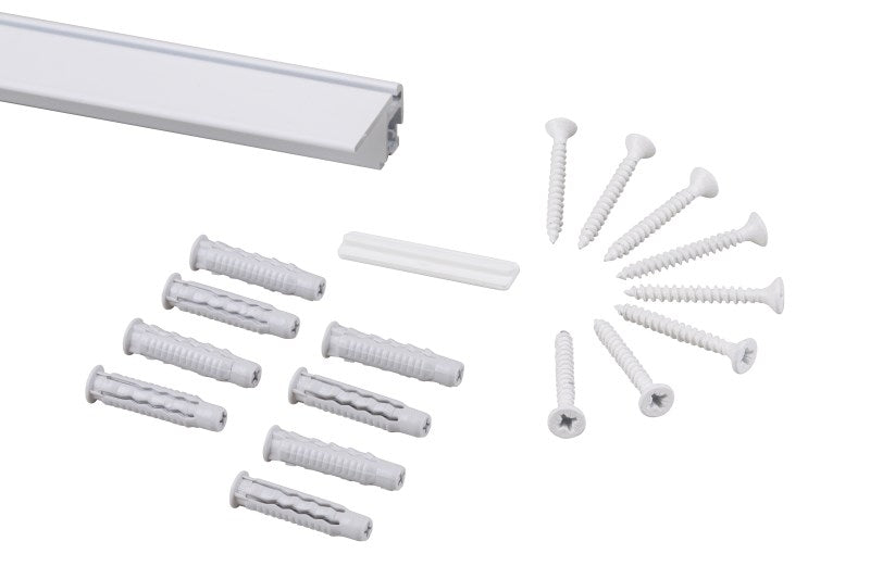 STAS prorail flat 15 cm bianco, sistema invisibile per appendere quadri con kit d'installazione