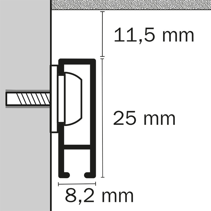 STAS cliprail + kit d'installazione: apprezza la semplicità del montaggio a parete.