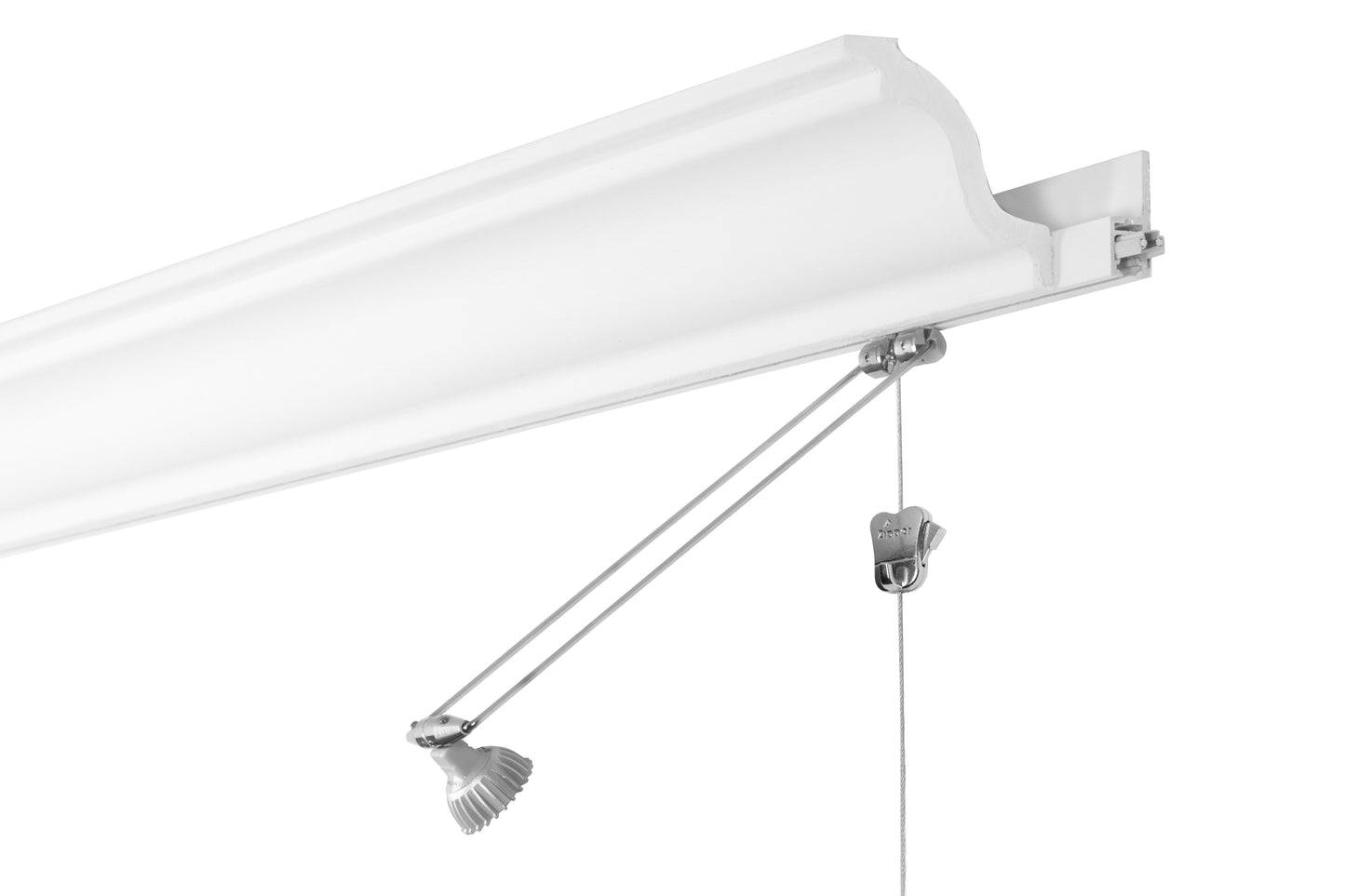 STAS multirail crown 200 cm in bianco con cornice decorativa.