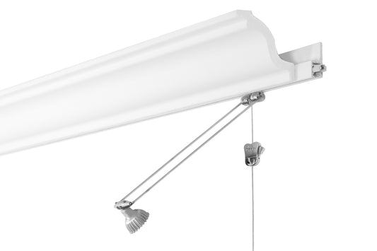STAS multirail crown 200 cm in bianco con cornice decorativa.