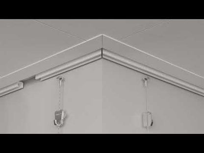 STAS u-rail 200 cm, binario per appendere quadri con vari ganci e cavi disponibili.