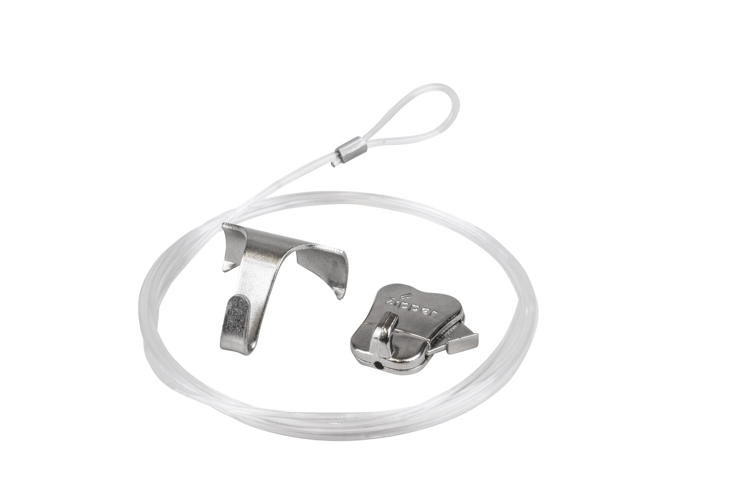 STAS gancio per listello laterale set con cavo perlon 150 cm con anello e STAS zipper