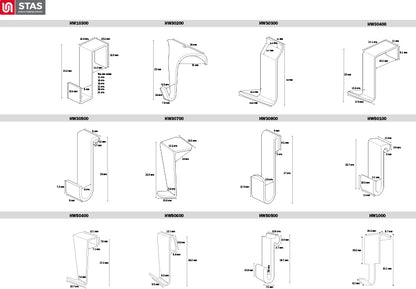 STAS gancio a parete bianco - varie misure