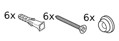 Kit d'installazione per binario 200 cm, include 6x clip, viti e tasselli STAS.