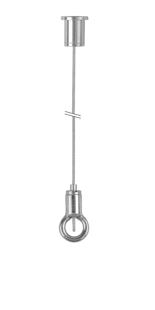 STAS kit di sospensione con gancio ad occhiello: cavo acciaio 1,5mm per montaggio soffitto.