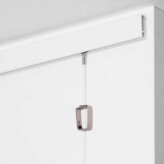 STAS cliprail 150 cm in bianco, nero e alluminio, ideale per appendere quadri.