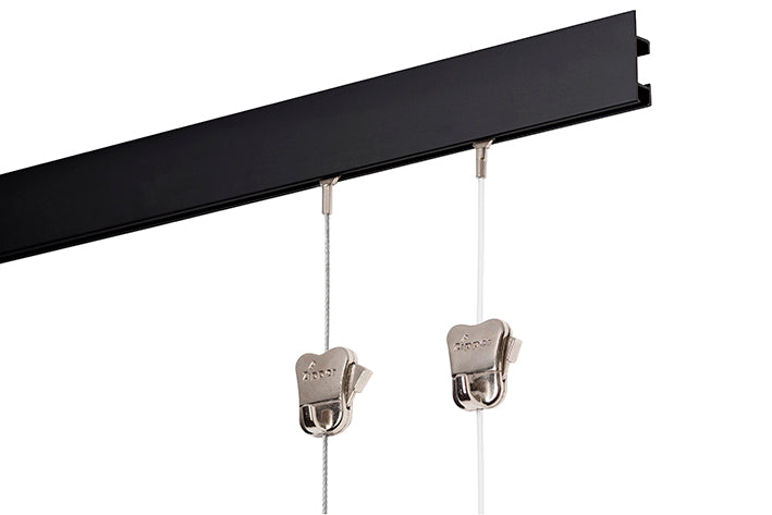 STAS cliprail max nero 150 cm: sistema appeso robusto e elegante per appendere quadri.