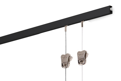 STAS minirail nero 150 cm: sistema sospensione compatto per appendere quadri