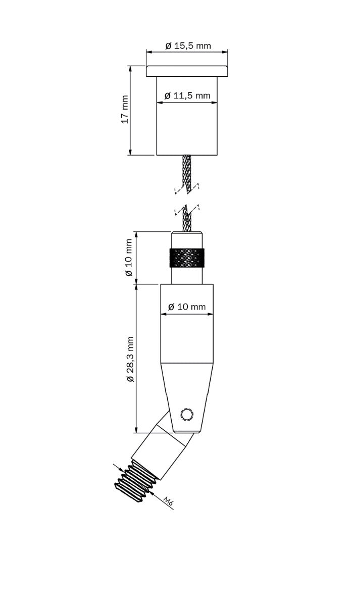 STAS kit di sospensione con gancio inclinabile con filettatura M6 esterna