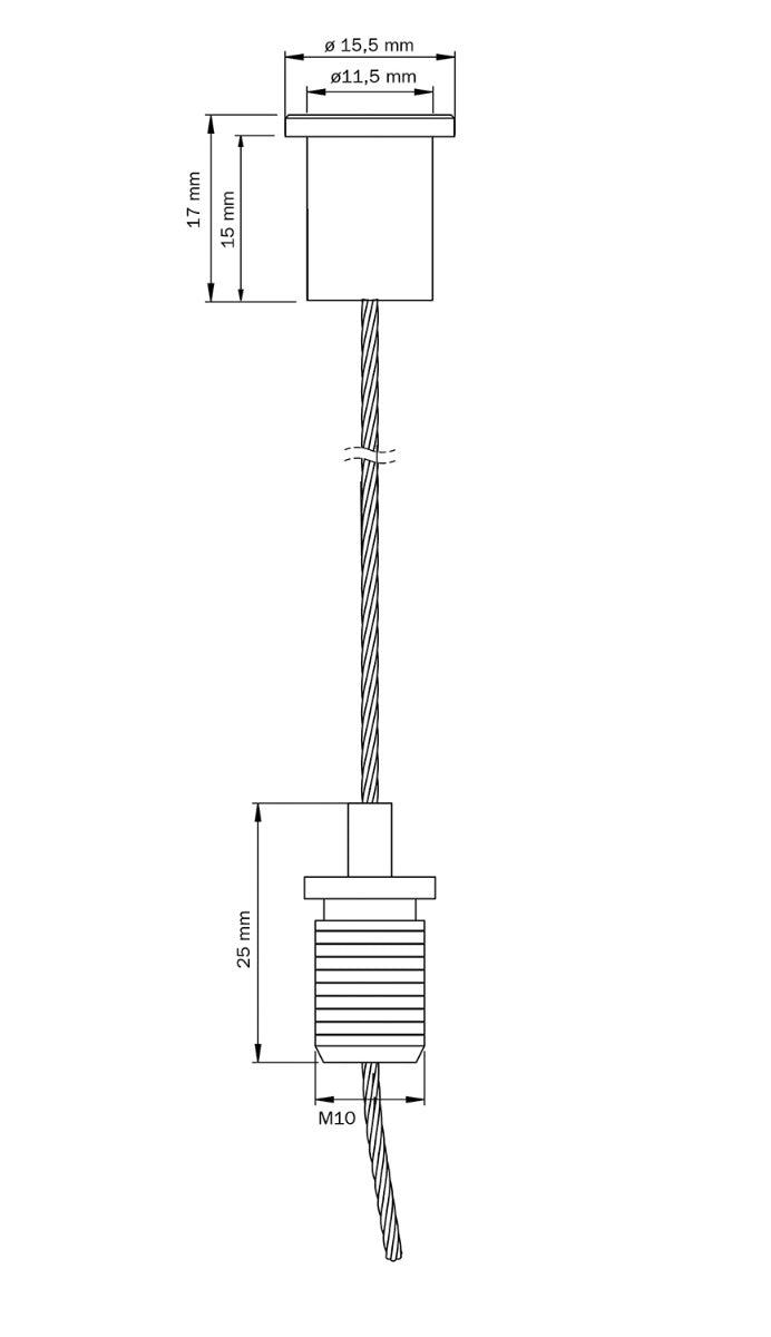 STAS kit di sospensione: include cavo d'acciaio 1,5mm, regolabile, per fissaggio sicuro.