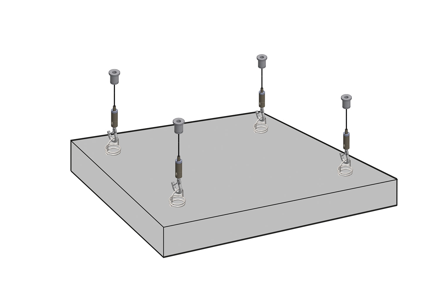 STAS molla per pannelli acustici, compatibile con kit sospensioni per pannelli insonorizzanti al soffitto.