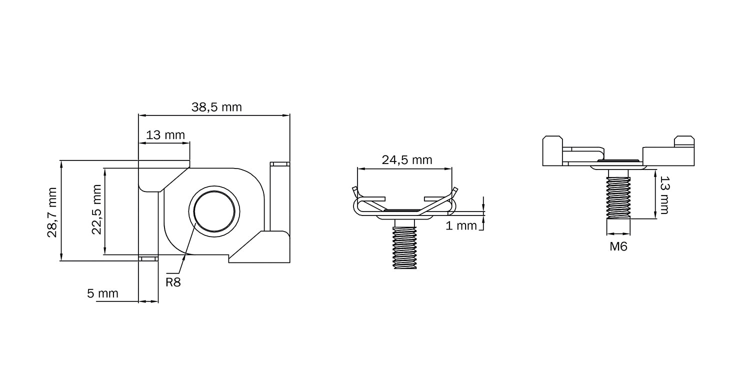 STAS clip per controsoffitto bianco, perfetto per controsoffitti lavorati, si avvita su supporto M6 senza bucare.
