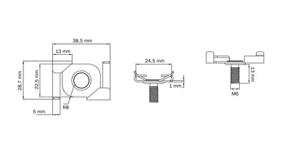 STAS clip per controsoffitto bianco, perfetto per controsoffitti lavorati, si avvita su supporto M6 senza bucare.